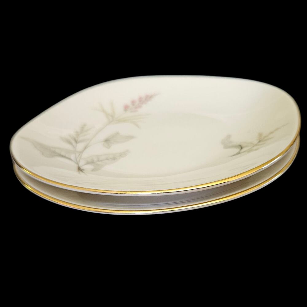 Edelstein Bavaria 18134 Floral Gold Trim Sauce Plates Set of 2 Vintage Germany